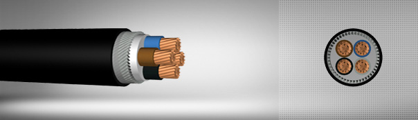 0.6/1 kV PVC izoleli, yuvarlak çelik tel zırhlı, çok damarlı, bakır iletkenli kablolar