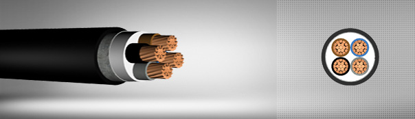 0.6/1 kV PVC izoleli, çift kat çelik bant zırhlı, çok damarlı, bakır iletkenli kablolar